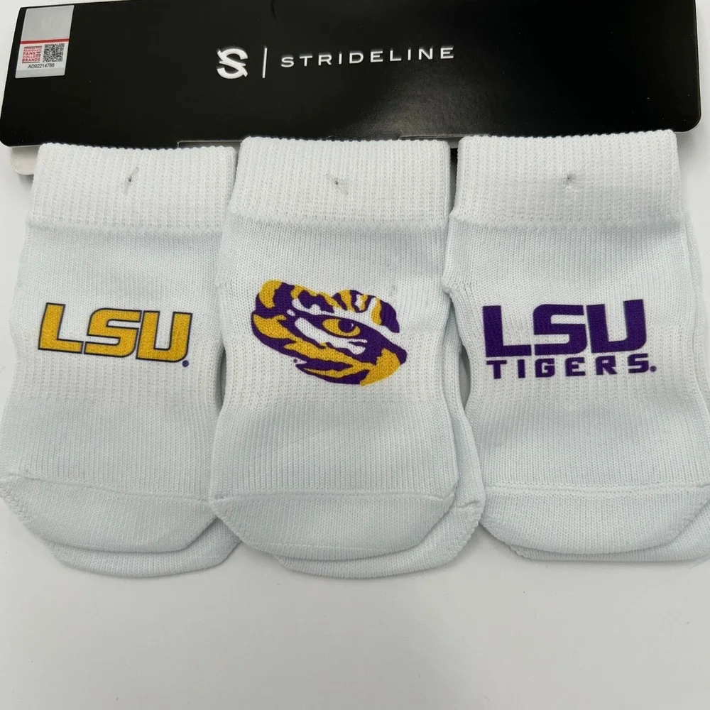 Strideline LSU Tigers Baby Socks 3 Pack White Infant 0-12 Months NCAA